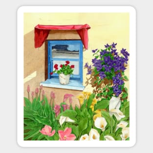 blue provencal window Sticker